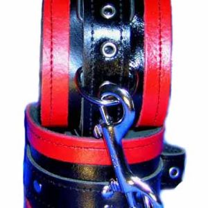 Bondage Ankle Cuffs With Red Leather Decoration