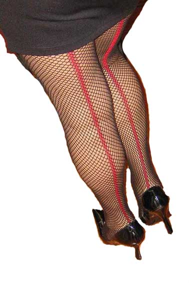 Fishnet Tights Red Seamed Fetish Leg Mistress