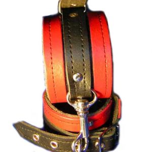 Wrist Cuffs Black and Red Leather