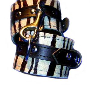Wrist Cuff Slave Set Zebra Fur Pattern